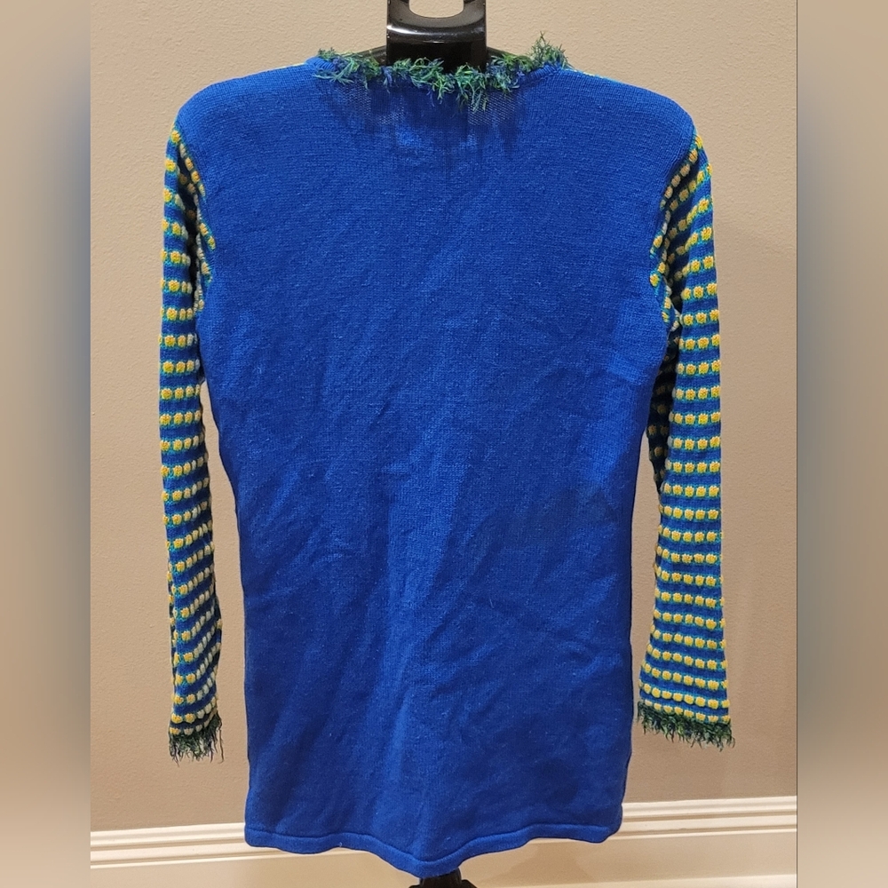 Colorful Peacock Themed Long Cardigan - Picture 5 of 15